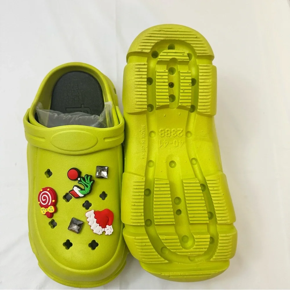One of a‎ Kind Fashion Bright Green Christmas Platform Clogs (similar to Crocks)